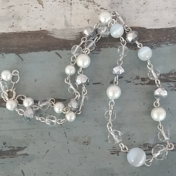 18" Wire Link Necklace with White Tiger Eye - Picture 2 of 2